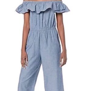 Vero Moda Off Shoulder Chambray Jumpsuit Size Medium